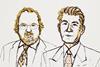 An illustration of James P. Allison and Tasuku Honjo, 2018 Nobel Laureates in Physiology or Medicine