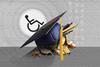 A conceptual image showing the disability icon ascending on a slope formed by a graduation hat; the Braille alphabet and the alphabet in sign language can be seen on the background