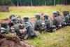 Soldiers in the trenches. Reconstruction of World War 2 