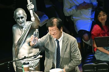 Shigeru Watanabe, a professor of pediatric dentistry at the School of Health Sciences at Meikai University in Japan, is pictured during a ceremony at Harvard University in Cambridge, Massachusetts, on Sept. 12, 2019