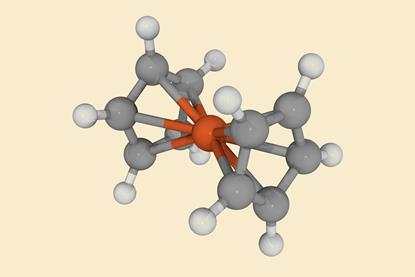 An image showing the structure of ferrocene