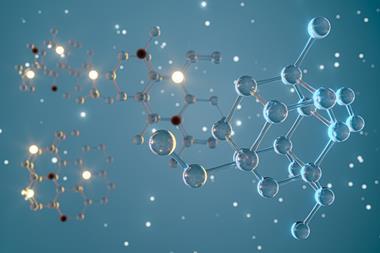 Abstract molecular structures with highlighted atoms