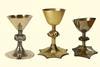 Three ornate chalices in a row