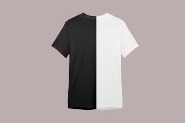 Half black and half white T shirt