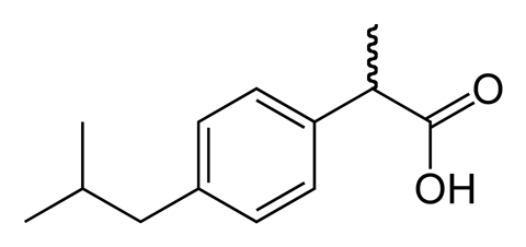 Skeletal structure of ibuprofen